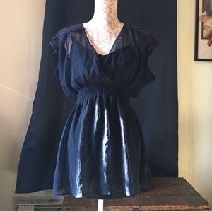 Navy Blue Sheer Tunic